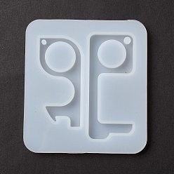 Белый Силиконовые формы для подвески в форме ключа, пресс-формы для литья смолы с крюком dook, для бесконтактного открывания дверей, белые, 95x87x7 мм, отверстие : 3.5~5 мм, внутренний диаметр: 64~75x30~31 мм
