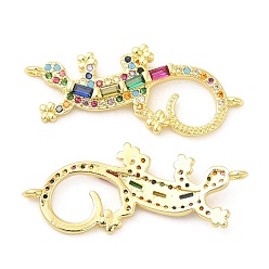 Настоящее золото 18K Латунные микро проложить кубического циркония подвески, Геоко, реальный 18 k позолоченный, 13x31x3 мм, отверстие : 1.2 мм