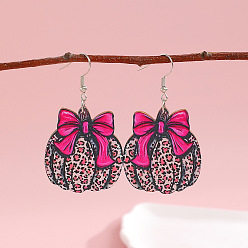 Тыква Акриловые серьги-гвоздики на Хэллоуин, платина, тыква, 56x32 мм