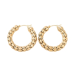 Настоящее золото 18K Ионное покрытие (ip) 304 серьги-кольца из нержавеющей стали для женщин, кольцо из попкорна, реальный 18 k позолоченный, 39x7 мм