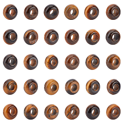 Tiger Eye Natural Tiger Eye European Beads, Large Hole Beads, Rondelle, 14x8mm, Hole: 6mm, 30pcs/box