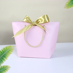 Pink Papiertüten, Geschenk-Taschen, Einkaufstüten, Hochzeitstaschen mit Band, Rechteck mit Griffen, rosa, 21x17x7 cm