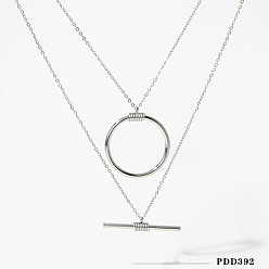 Нержавеющая Сталь Цвет 304 ожерелья из нержавеющей стали с застежками-тогглами, цвет нержавеющей стали, 16.14 дюйм (41 см)