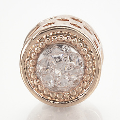 Розовый Cmолы европейские шарики, со сплавочной фурнитурой, бусины с большим отверстием, колонка, розовое золото , туманная роза, 11.5x10 мм, отверстие : 5 мм