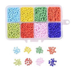 Mixed Color 8/0 8 Colors Round Glass Seed Beads, Opaque Colours, Round Hole, Mixed Color, 8/0, 3mm, Hole: 1mm, 8colors, 22g/color, 176g/box