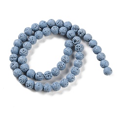 Light Sky Blue Synthetic Lava Rock Dyed Beads Strands, Round, Light Sky Blue, 7.5~8mm, Hole: 1mm, about 50pcs/strand, 14.88''(37.8cm)