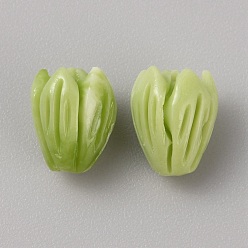 Темно-оливково-зеленый Непрозрачные бусины-розы из смолы, с синтетической оболочкой, темно-оливковый зеленый, 8.5x7 мм, отверстие : 1.2 мм