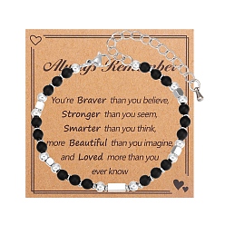 Обсидиан Браслеты из натурального обсидиана с круглыми бусинами для женщин и мужчин, 7-1/8 дюйм (18 см)