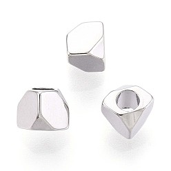 Платинированный Spacer бисер латунные, без кадмия, без никеля и без свинца, граненые, самородки, Реальная платина, 4x4x4 мм, отверстие : 2 мм