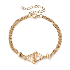 Золотой Латунный мешочек в технике макраме, плетеный держатель для драгоценных камней, изготовление браслета, с 304 сетками из нержавеющей стали, золотые, 7-1/4 дюйм (18.4 см)