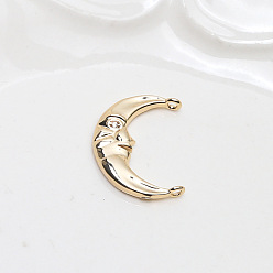 Луна Латунные микро проложить кубического циркония подвески, золотые, луна, 24x19 мм