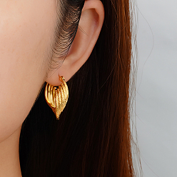 Золотой Стильные 304 серьги-кольца неправильной формы из нержавеющей стали, золотые, 26.07x20.62 мм