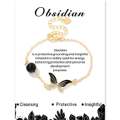 (946F)Морозный цвет внутри  Жонкиль / Непрозрачная зеленая подкладка Браслеты из натурального черного агата (окрашенного и нагретого) и эмалевых звеньев в виде бабочек, с цепочкой из сплава для женщин, ссылка «бабочка»: 1/2x1 дюйм (1.4x2.5 см)