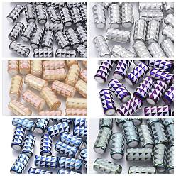 Couleur Mélangete Perles en verre electroplate, colonne avec motif triangle, couleur mixte, 20x10mm, Trou: 1.2mm, environ 50 pcs / sachet 