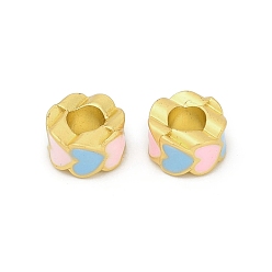 Сердце Эмали сплава Европейский бисером, колонка, бусины с большим отверстием, без кадмия и без свинца, стойки покрытие, матовый золотой цвет, сердце, 10x6 мм, отверстие : 4.7 мм