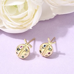 Коровка Серьги-гвоздики из фианита, без кадмия и без свинца, долговечный, стойки покрытие, коровка, 10.5x7.5 мм