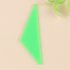 Зеленый газон Переливающиеся акриловые подвески, треугольные, зеленый газон, 72x23x2 мм, отверстие : 1.5 мм