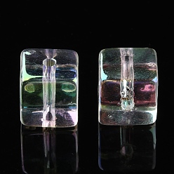 Cube UV Plating Transparent Acrylic Beads, Iridescent, Cube, Cube, 8x7.5x7.5mm, Hole: 1mm