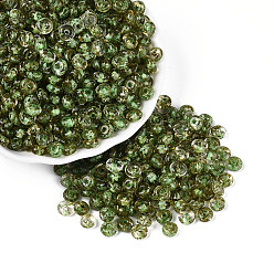 Темный Морско-зеленый Пикассо стеклянные бусины, круглое отверстие, рондель, темно-зеленый, 6~6.5x3 мм, отверстие : 1.4 мм, Около 2500 шт / фунт