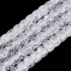 Прозрачный Хрустящие прозрачные стеклянные бусины нити, баррель, прозрачные, 8~8.5x5.5~6.5 мм, отверстие : 1.2~1.4 мм, около 61~64 шт / нитка, 14.96~15.75 дюйм (38~40 см)