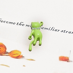 Лайм 10шт. подвески-соединители из сплава, окрашенные в печной краской, кошка, желто-зеленые, 29x10 мм