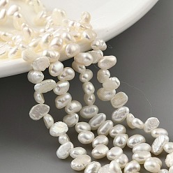 Old Lace Natural Cultured Freshwater Pearl Beads Strands, Top Drilled, Nuggets, Grade 5A+, Old Lace, 3~4mm, Hole: 0.5mm, about 66pcs/strand, 8.27 inch(21cm)