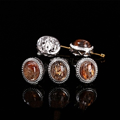 Rutilated Кварц Натуральные бусины из черного золота с рутиловым кварцем, сплав овальные бусины, платина, 14x12x9 мм