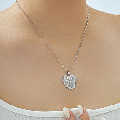 Платина Ожерелья с подвеской в виде сердца из латунного микропаве из прозрачного кубического циркония в форме морской звезды для особых случаев, платина, 15.75 дюйм (40 см)