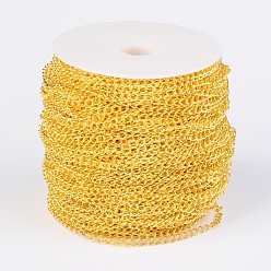 Golden Iron Twisted Chains, Curb Chains, Unwelded, with Spool,  Golden, 5x3.5x0.8mm, about 328.08 Feet(100m)/roll