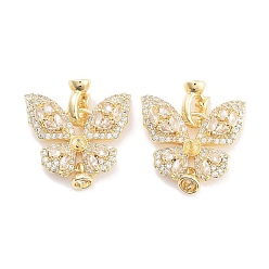 Plaqué 18K Or Véritable Laiton avec fermoirs déployants en zircone cubique, sans cadmium et sans nickel et sans plomb, papillon, réel 18 k plaqué or, Longueur 26mm, fermoir: 10x8x5 mm, papillon: 19x23.5x6 mm, pin: 1 mm, pendentif: 5.5x4.8 mm
