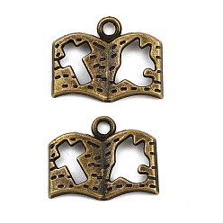 Античная Бронза Сплавочные подвески тибетского стиля, Книга с крестом, античная бронза, 13x17x2 мм, отверстие : 1.8 мм