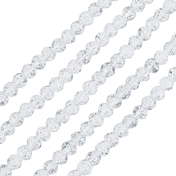 White 5 Strands Synthetic Crackle Quartz Beads Strands, Round, Dyed, Snow, 6mm, Hole: 1mm, about 66pcs/strand, 15.7 inch