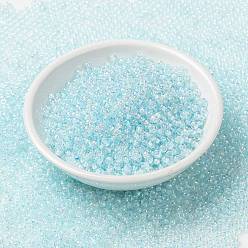 (RR636) SkyBlue Lined Crystal AB MIYUKI Round Rocailles Beads, Japanese Seed Beads, (RR636) SkyBlue Lined Crystal AB, 8/0, 3mm, Hole: 1mm, about 422~455pcs/bottle, 10g/bottle