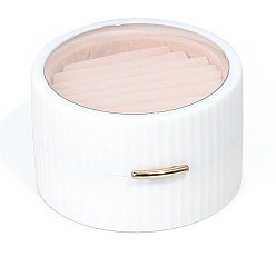 Белый Ящики для хранения из АБС-пластика, плоский круглый корпус с прозрачным окном, белые, 9x5.5 см