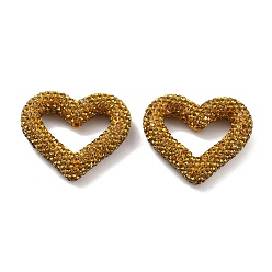 Цитрин Бусины из полимерной глины в форме сердца со стразами, Фокальные бусины для самодельного брелока для телефона, принадлежности для изготовления ручек и ювелирных изделий, цитрин, 27.5x33.5x8 мм, отверстие : 2 мм