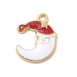 Луна 304 нержавеющей стальной эмали подвески, ионное покрытие (ip), реальный 18 k позолоченный, луна, 20.5x16x2.5 мм, отверстие : 1.8 мм