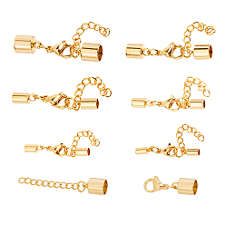 Golden PVD Vacuum Plating 304 Stainless Steel Chain Extender, with Cord Ends and Alloy Lobster Claw Clasps, Golden, 30~36.5mm, 6sets/box