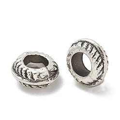 Античное Серебро Сплавочные овальные бусины тибетского стиля , без кадмия и без свинца, плоско-круглые, античное серебро, 7.5x3.5 мм, отверстие : 3.5 мм, Около 2127 шт / 1000 г