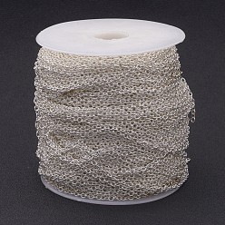 Silver Iron Cable Chains, for DIY Jewelry Making, with Spool, Unwelded, Oval, Silver, 3x2x0.5mm, about 328.08 Feet(100m)/roll