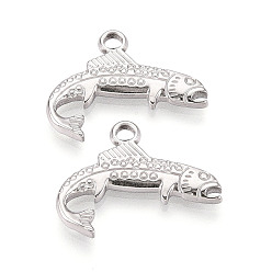 Нержавеющая Сталь Цвет 304 подвески в виде акул из нержавеющей стали, цвет нержавеющей стали, 18.5x24x2.5 мм, отверстие : 2 мм