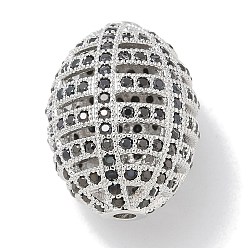 Платина Стойки обшивки латунь микро проложить кубического циркония бусы, долговечный, без свинца и без кадмия, полый овал, платина, 20x15 мм, отверстие : 2.4 мм