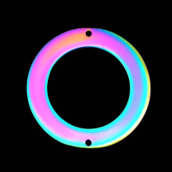 Rainbow Color 201 соединительные звенья нержавеющие, лазерная резка, кольцо, Радуга цветов, 35x1 мм, отверстие : 1.4 мм