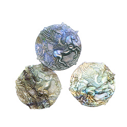 Единорог Натуральный лабрадорит, резные кабошоны, единорог, 47x10 мм