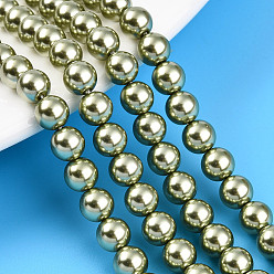 Желто-Зеленый Выпечка из окрашенного перламутрового стекла жемчужные бусинки, круглые, желто-зеленый, 6 мм, отверстие : 0.8 мм, около 69~70 шт / нитка, 15.75~15.94 дюйм (40~40.5 см)