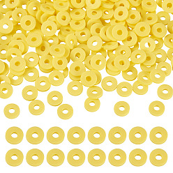 Желтый 100g бусины из полимерной глины ручной работы, Диск / плоские круглые, Heishi бусы, желтые, 6x1 мм, отверстие : 2 мм