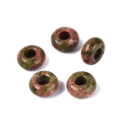 Унакит Натуральный восточный европейский бисер, гладкая рондель, бусины с большим отверстием, 10x4.5~5 мм, отверстие : 4 мм