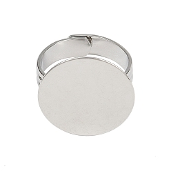 Платина Плоские круглые настройки латуни площадку кольцо, фурнитура для регулируемого кольца, без никеля , платина, лоток : 20 мм, 18 мм