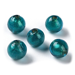 Темно-серый Бусины в технике лэмпворк с золотым песком ручной работы, круглые, темно-серый, 8 мм, отверстие : 1.5 мм, около 60 шт / нитка, 17.32'' (44 см)