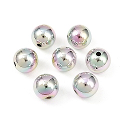 Серебро УФ-покрытие непрозрачные бусины из пластика ccb, радужный, круглые, серебряные, 15.5 мм, отверстие : 3 мм
