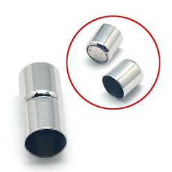 Stainless Steel Color Tarnish Resistant 304 Stainless Steel Magnetic Clasps with Glue-in Ends, Column, Stainless Steel Color, 19x9mm